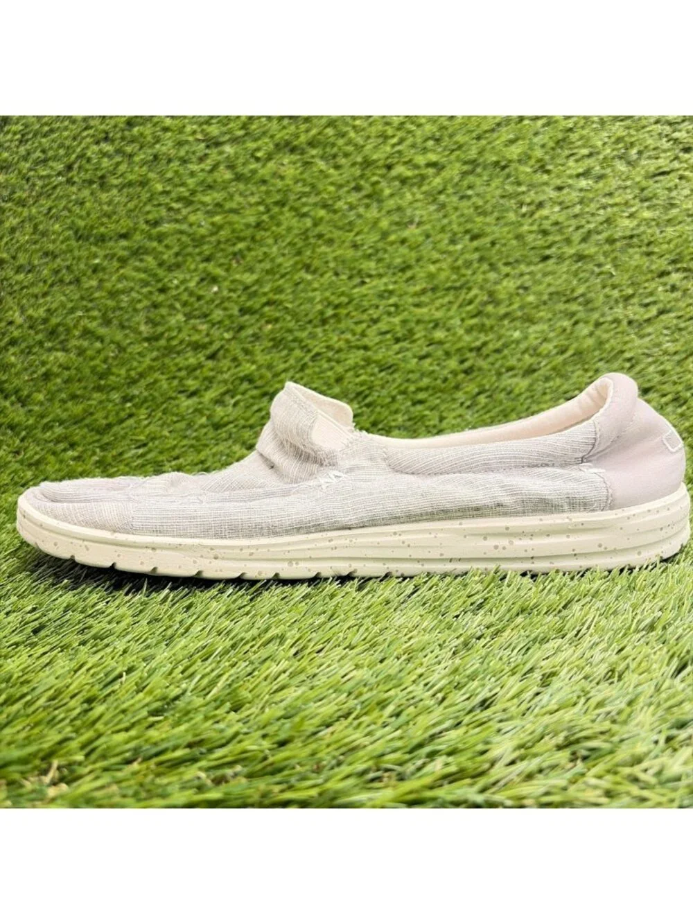 Hey Dude Mikka Mens Size 12 Chambray Gray Athletic Casual Walking Slip On Shoes